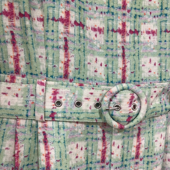 NEW green and pink tweed belted romper - Picture 5 of 11
